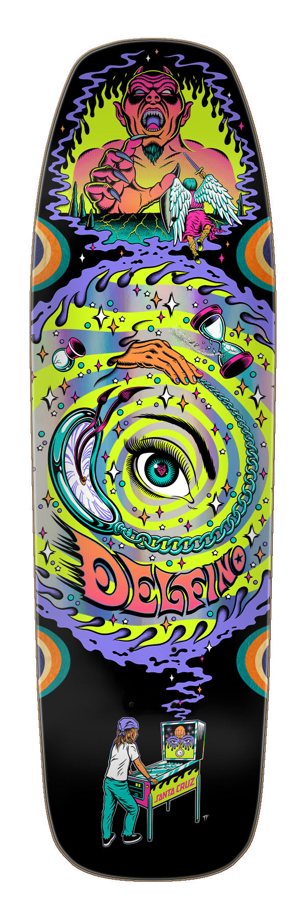 Santa Cruz Delfino Pinball Vision Pro 9.14" Skateboard Deck
