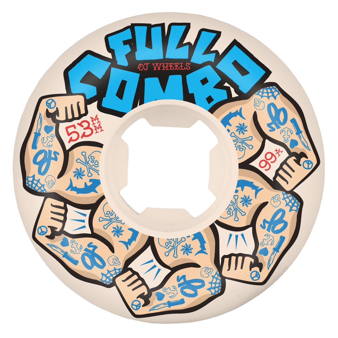 OJ Team Elite White Full Combo 53mm 99a Skateboard Wheels