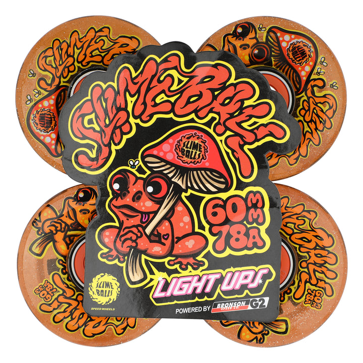 Slime Balls Frog Trips  Light Ups OG Slime Red Glitter 60mm 78a Skateboard Wheels