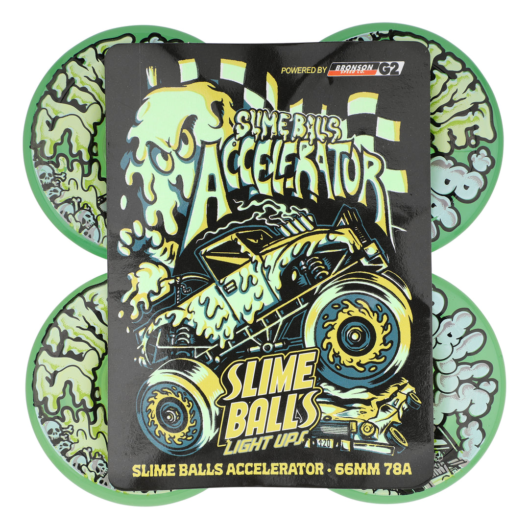 Slime Balls Accelerator &nbsp;Slime Light Ups OG Slime Transparent Green 66mm 78a Skateboard Wheels