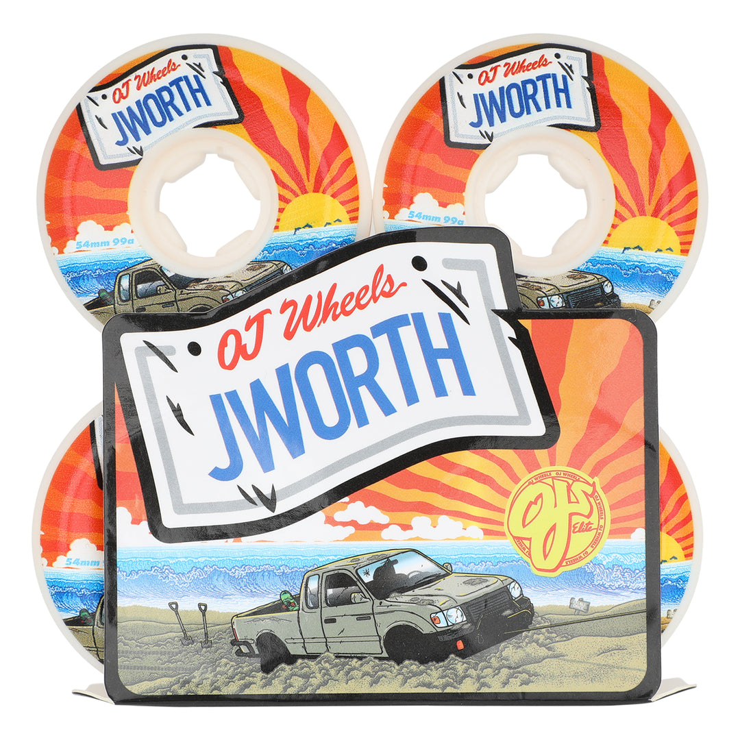 OJ 54mm John Worthington Elite White Hardline 99a Skateboard Wheels