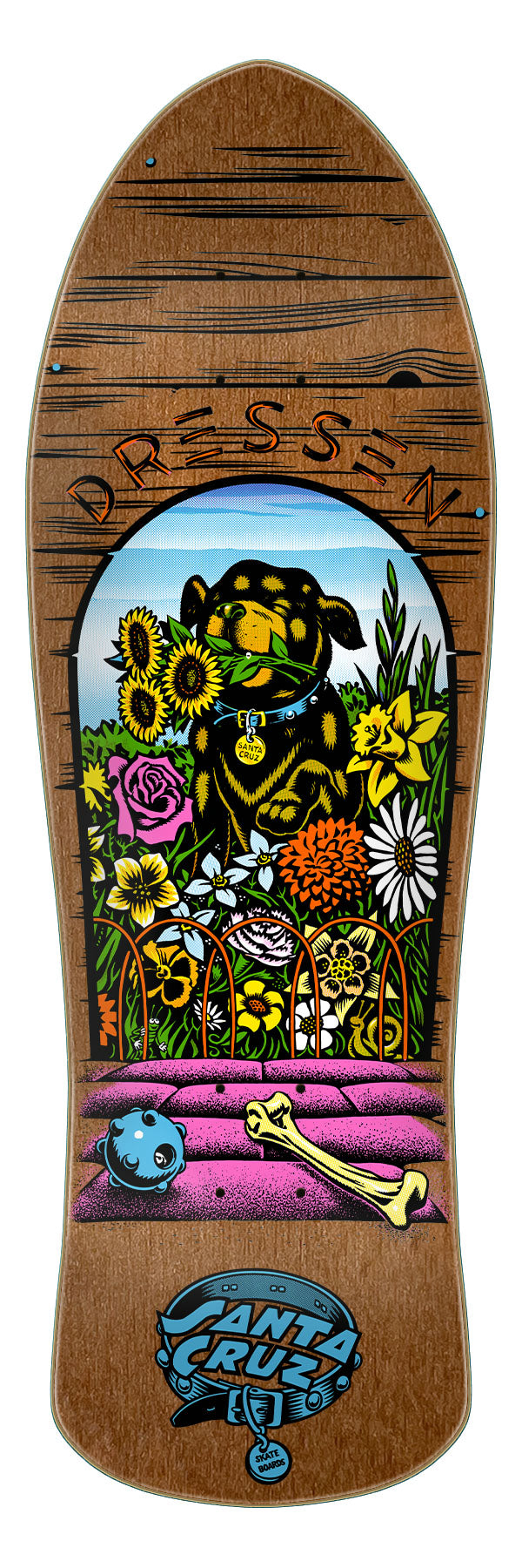 **Pre-Order** Santa Cruz Dressen Pup Brown Stain Skateboard Deck