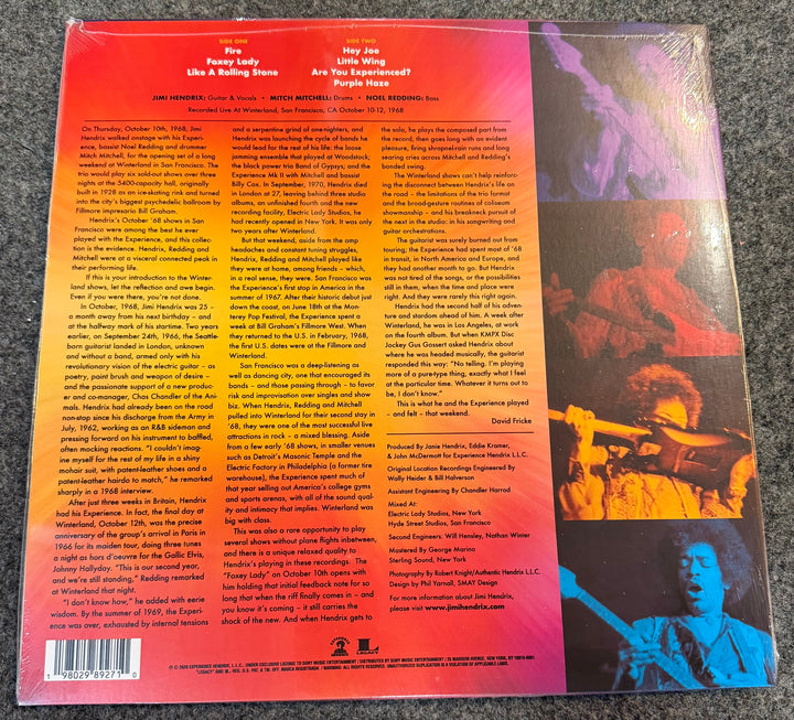 Hendrix, Jimi - Winterland Back Vinyl Record Cover