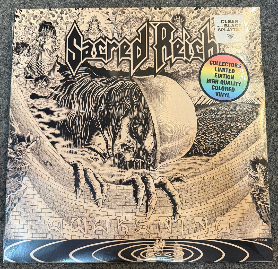 Sacred Reich - Awakening [Clear W/Black Splatter] Front Vinyl Record Cover