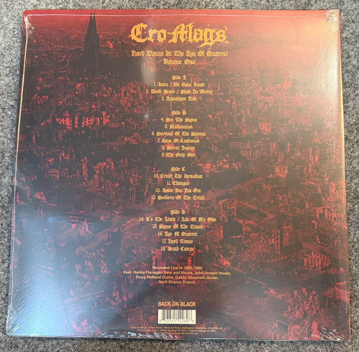 Cro-Mags - Hard Times In The Age Of Quarrel Vol 1 Back Vinyl Record Cover