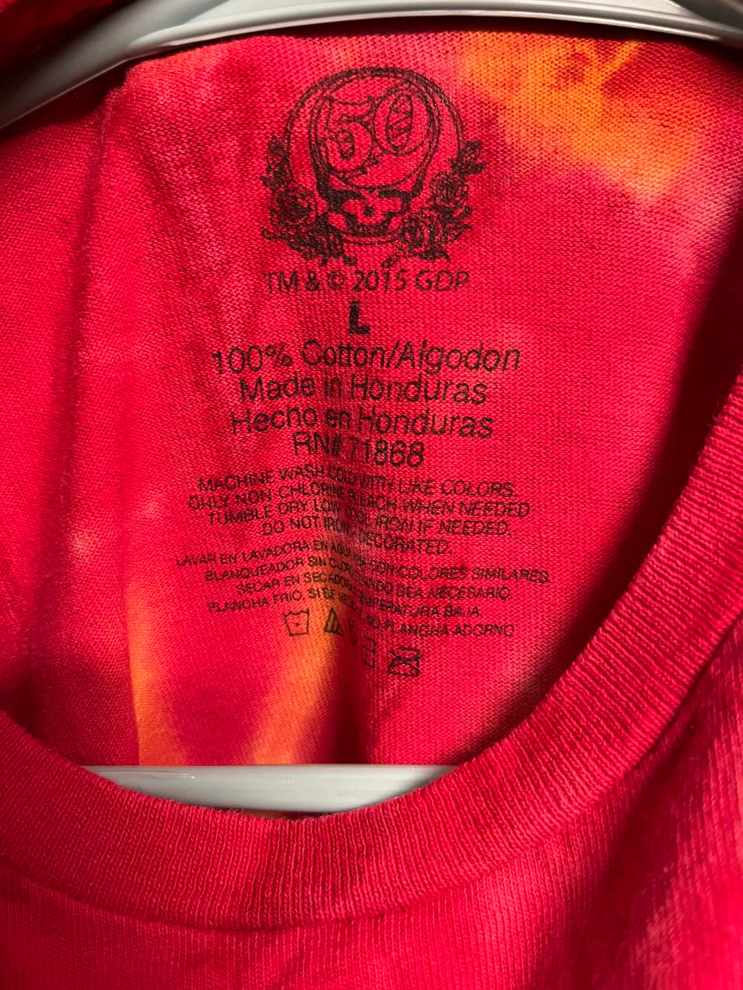 Grateful Dead SYF Tie Dye Red Yellow - 50th Anniversary - L