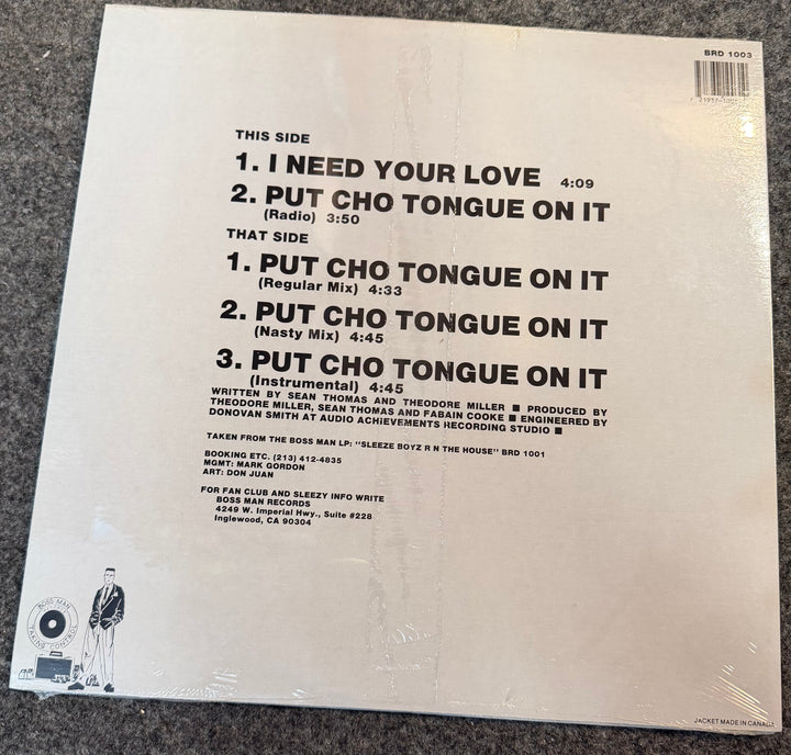 Sleeze Boyz - I Need Your Love / Put Cho Tongue On It Back Vinyl Record Cover