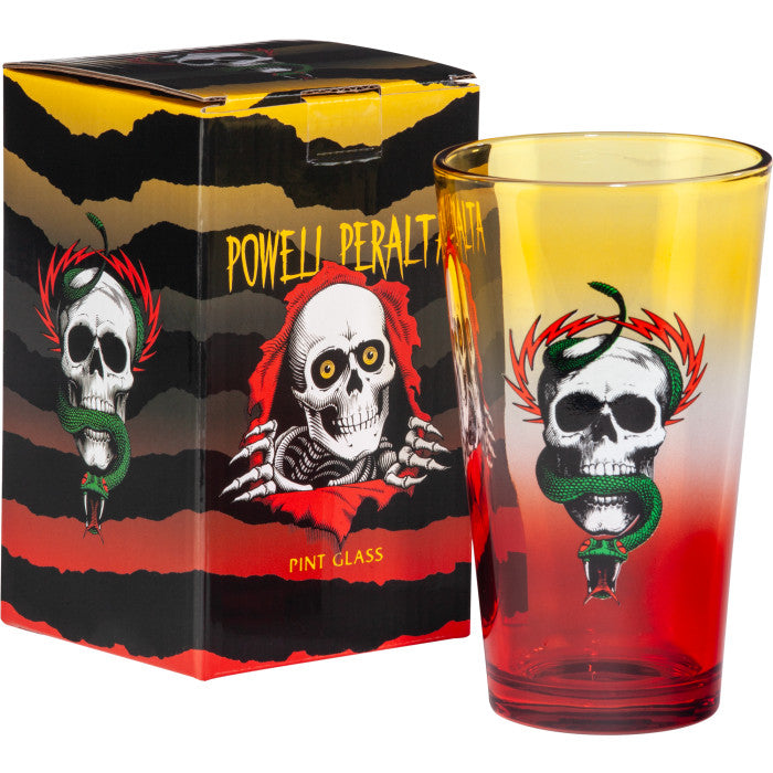 **Pre-Order** Powell Peralta Mike McGill Skull Snake Yellow/Red Fade Pint Glass