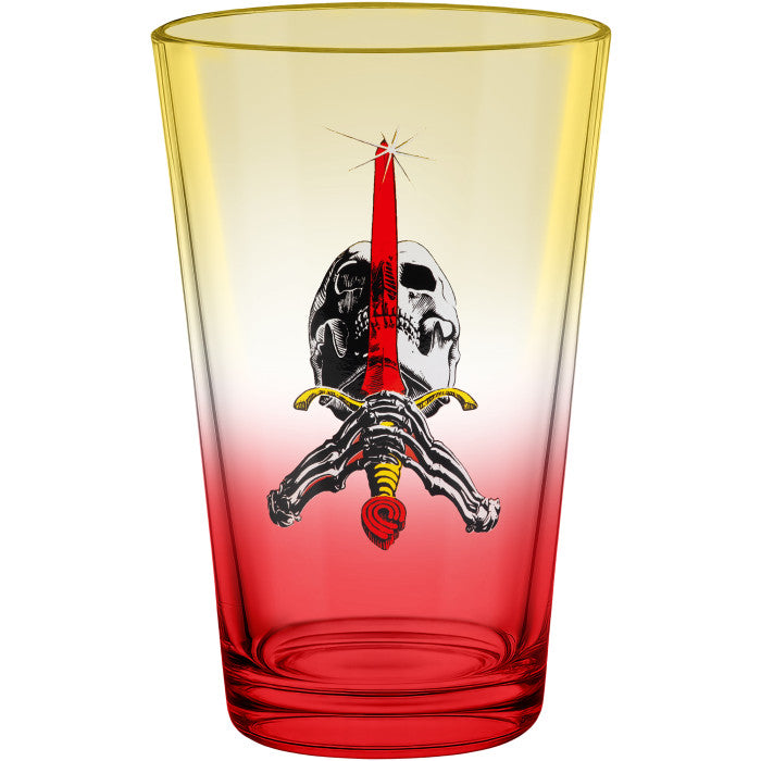 **Pre-Order** Powell Peralta Skull & Sword Yellow/Red Fade Pint Glass