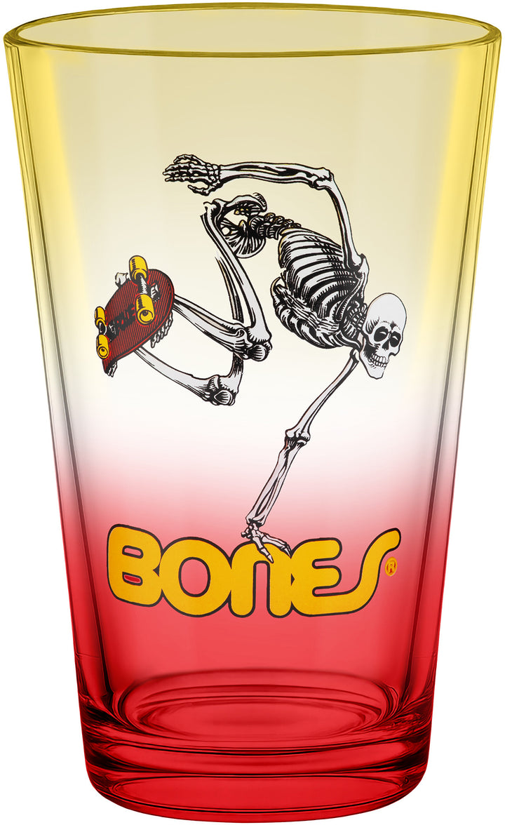 **Pre-Order** Powell Peralta Skateboard Skeleton Yellow/Red Fade Pint Glass