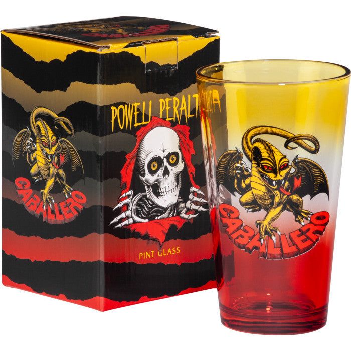 **Pre-Order** Powell Peralta Seve Caballero OG Dragon Yellow/Red Fade Pint Glass