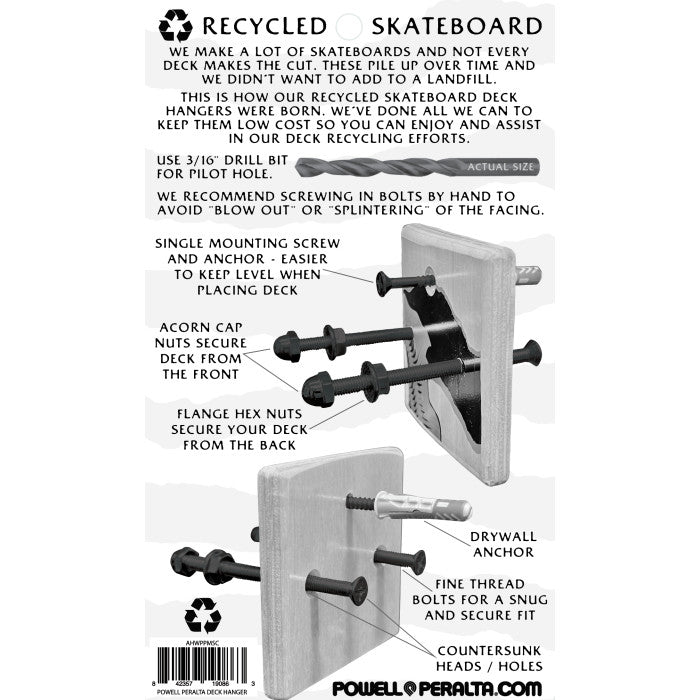 Powell Peralta Wall Mount Skateboard Deck Hanger
