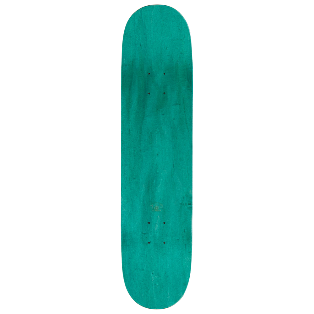 Top view of Alien Workshop RGB Spectrum 7.75-inch Skateboard Deck with teal wood veneer