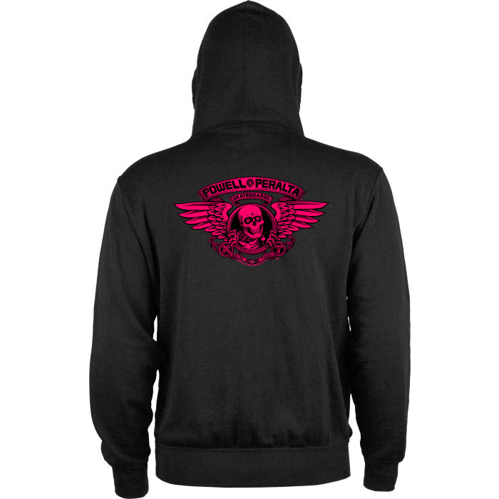 Powell Peralta Winged Ripper Blacklight Pink Lightweight Zip Hooded Sweatshirt