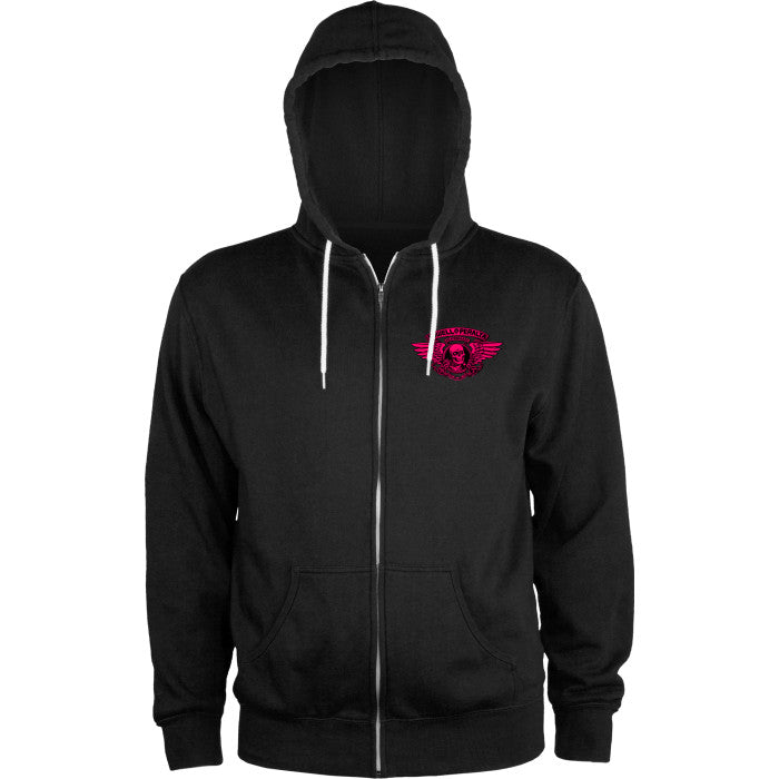 Powell Peralta Winged Ripper Blacklight Pink Lightweight Zip Hooded Sweatshirt