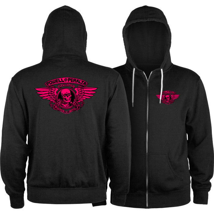 Powell Peralta Winged Ripper Blacklight Pink Lightweight Zip Hooded Sweatshirt