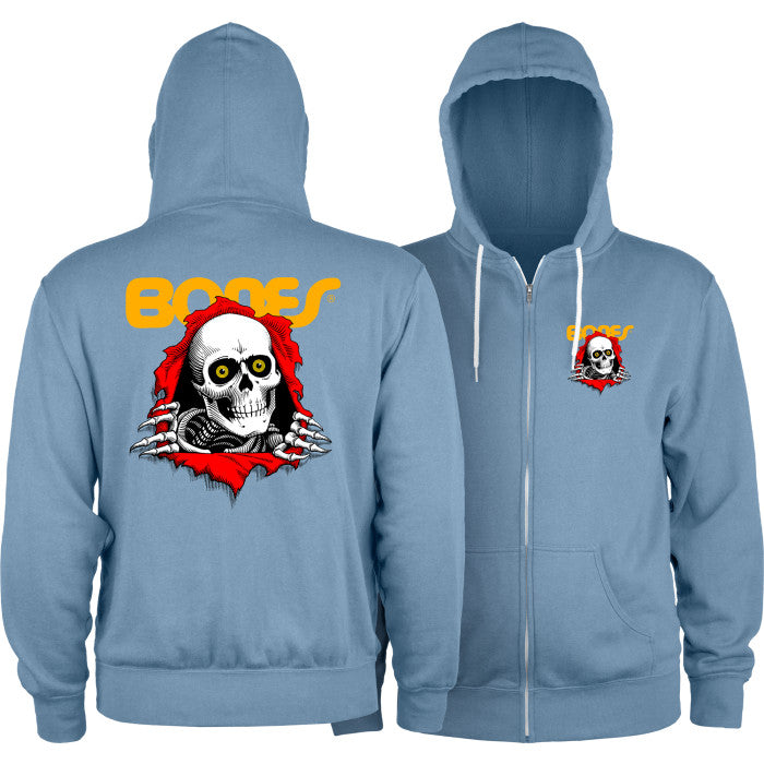 Powell Peralta Ripper Lightweight Misty Blue Zip Hooded Sweatshirt