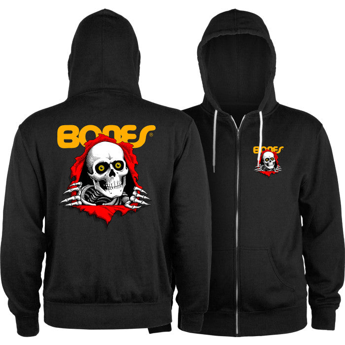 Powell Peralta Ripper Lightweight Black Zip Hooded Sweatshirt