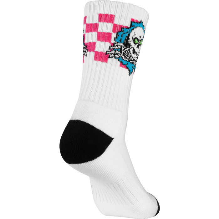 POWELL PERALTA RIPPER BLUE / WHITE / PINK CHECKERED STRIPED SOCKS