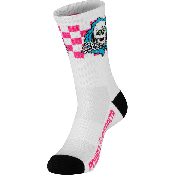 POWELL PERALTA RIPPER BLUE / WHITE / PINK CHECKERED STRIPED SOCKS
