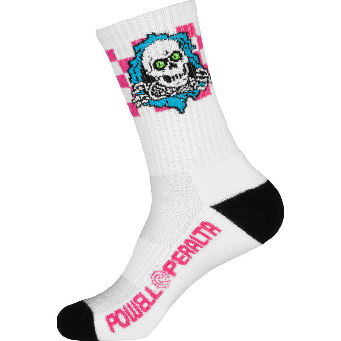 POWELL PERALTA RIPPER BLUE / WHITE / PINK CHECKERED STRIPED SOCKS