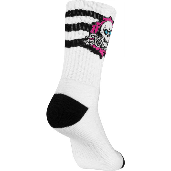 POWELL PERALTA RIPPER PINK / BLACK / WHITE STRIPED SOCKS