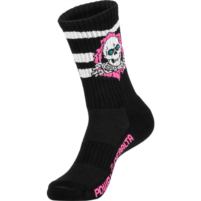 POWELL PERALTA RIPPER BLACK / PINK STRIPED SOCKS
