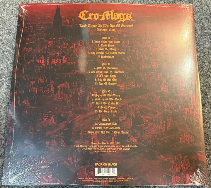Cro-Mags - Hard Times In The Age Of Quarrel Vol 2 Back Vinyl Record Cover