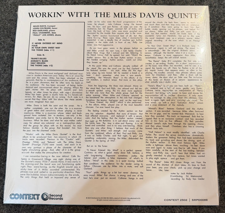 Davis, Miles - Workin' With The Miles Davis Quintet Back Vinyl Record Cover