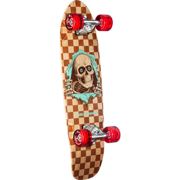 Powell Peralta Sidewalk Surfer Natural Checker Reaper 8.37" Cruiser Complete Skateboard