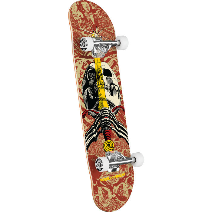 Powell Peralta Skull & Sword Khaki - Burgundy 7.5" Complete Skateboard