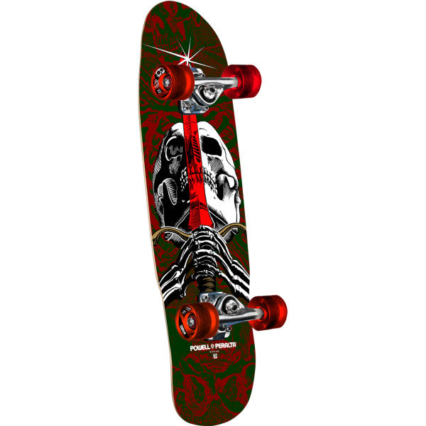 Powell Peralta Mini Ray Rodriguez Skull & Sword Green / Red 8" Cruiser Complete Skateboard