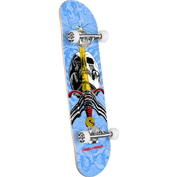 Powell Peralta Ray Rodriguez Skull & Sword Light Blue 7.5" Mini Complete Skateboard