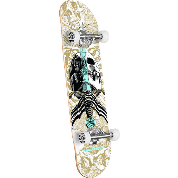 Powell Peralta Ray Rodriguez Skull & Sword White / Metallic Gold 8" Complete Skateboard
