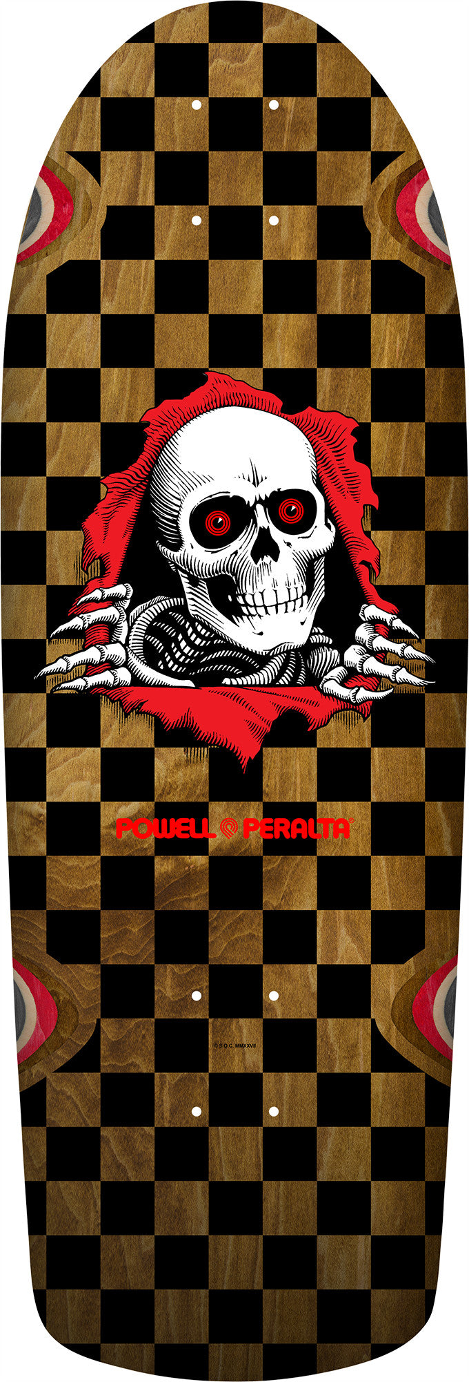 Powell Peralta OG Ripper Checker Brown Veneer 10 deck top