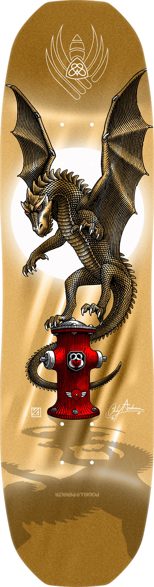 Powell Peralta Pro Andy Anderson Hydrant Flight Gold Foil 8.4" Skateboard Deck