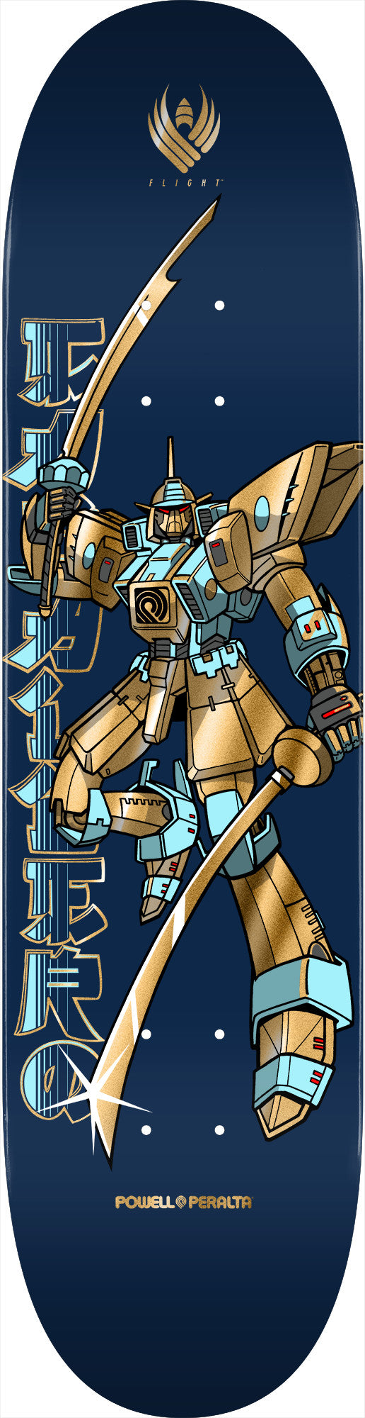Powell Peralta Caballero Gundam Blue Gold Foil 8.5" FLIGHT Skateboard Deck