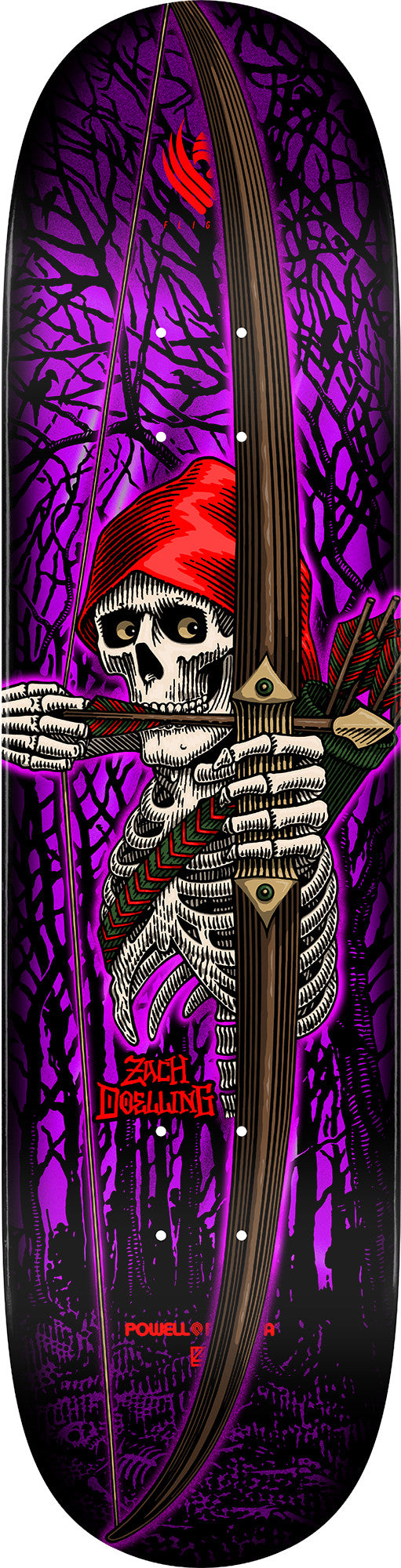 Powell Peralta Zach Doelling Archer 8" Purple Flight Skateboard Deck
