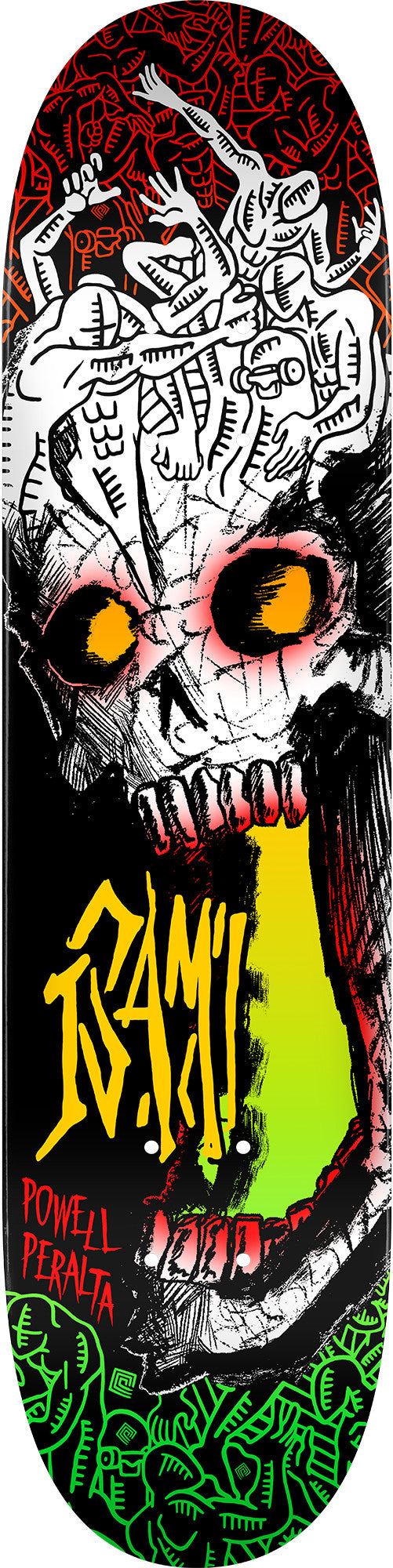 Isamu Yamamoto Skull 8 inch skateboard deck detail view