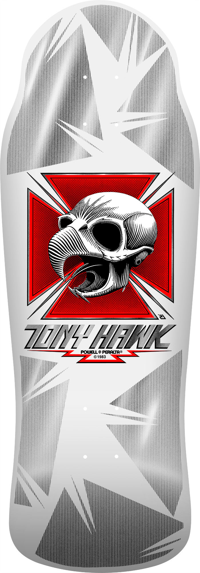 POWELL TONY HAWK シルバー 10.45×31.25㌅ Powell Peralta Tony Hawk Skull Bones Brigade Series 17 Complete