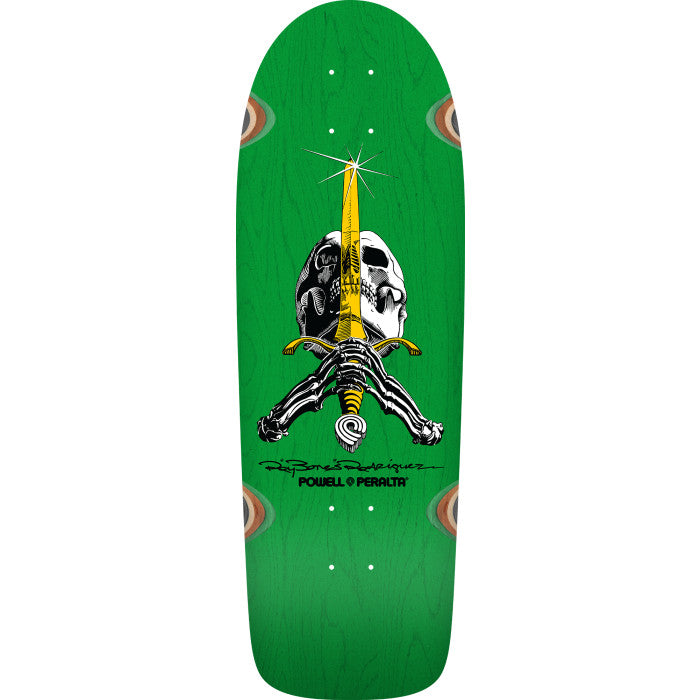 Powell Peralta Rodriguez Skull and Sword OG Green Stain 10" Skateboard Deck
