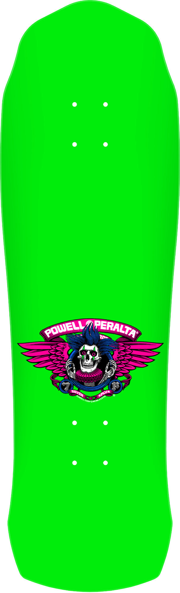 Powell Peralta Chris Hiett Skull Neon Green w/ Blue Foil 9.5" Skateboard Deck