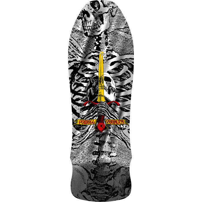 POWELL PERALTA "SKULL & SWORD" SILVER FOIL 9.75" SKATEBOARD DECK