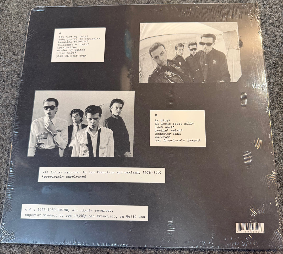 Crime - Murder By Guitar Back Vinyl Record Cover