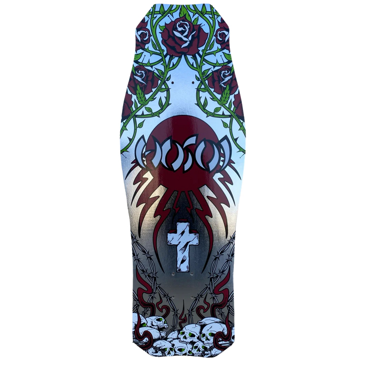 Hosoi Skull N' Roses O.G. Hammerhead 10.5"  LTD Silver Foil Skateboard Deck