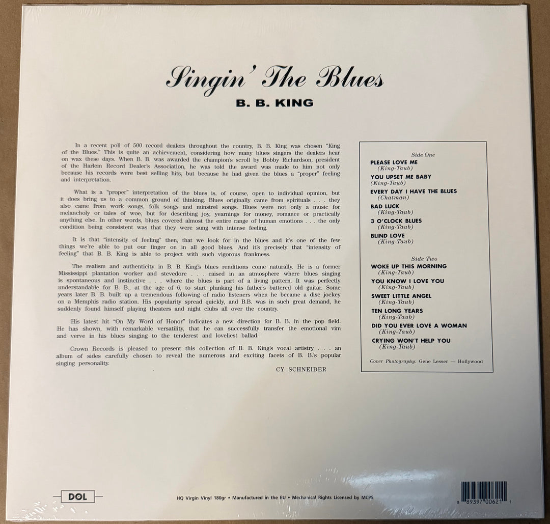 B.B. KING - Singin' The Blues [180G] (Color Vinyl) LP Record