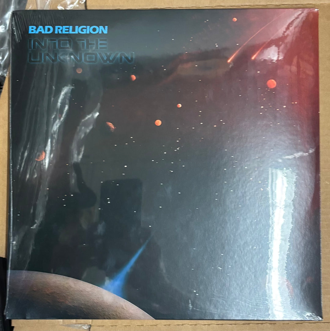 Vinyl record cover for 'Bad Religion Into The Unknown' with space-themed design