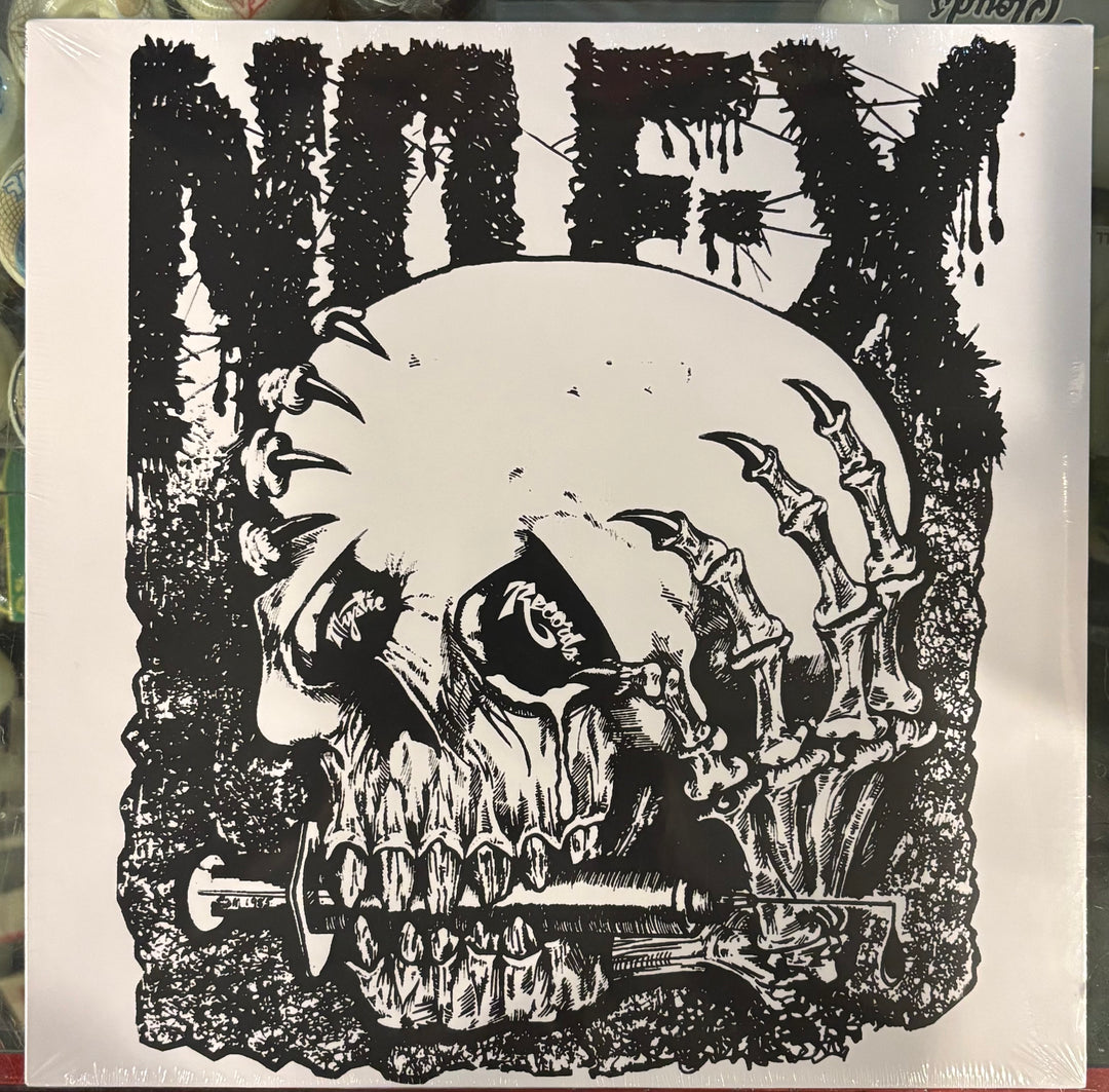 NOFX – Maximim Rock N Roll record cover with black and white design featuring a skull and text.