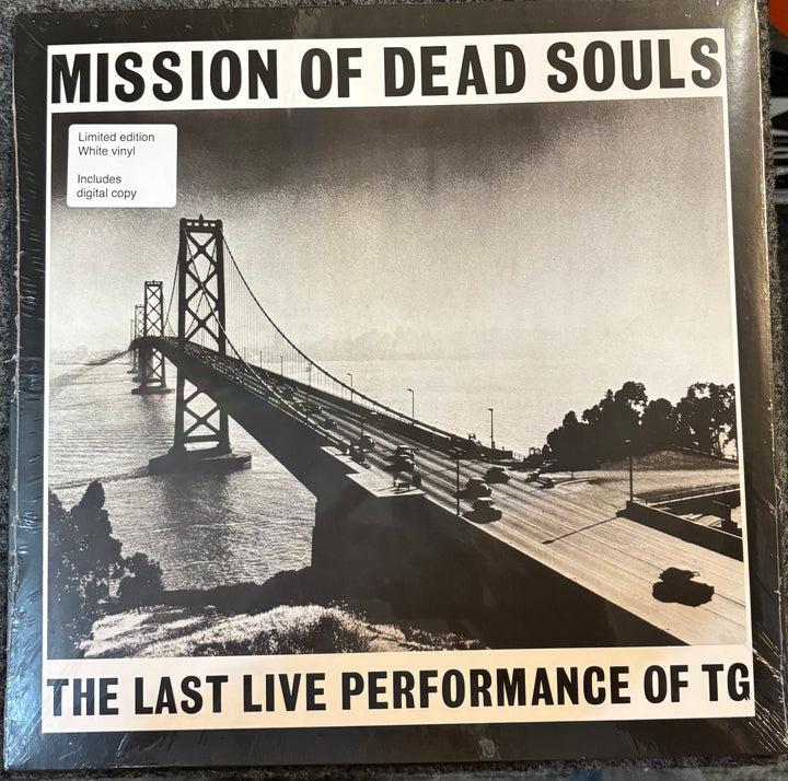 Vinyl record cover for 'Mission of Dead Souls' with a bridge image and text about a live performance.