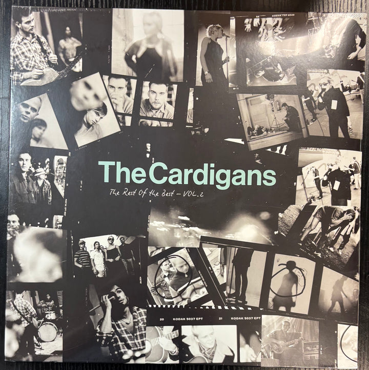 Album cover for 'The Cardigans' featuring black and white photos of band members.